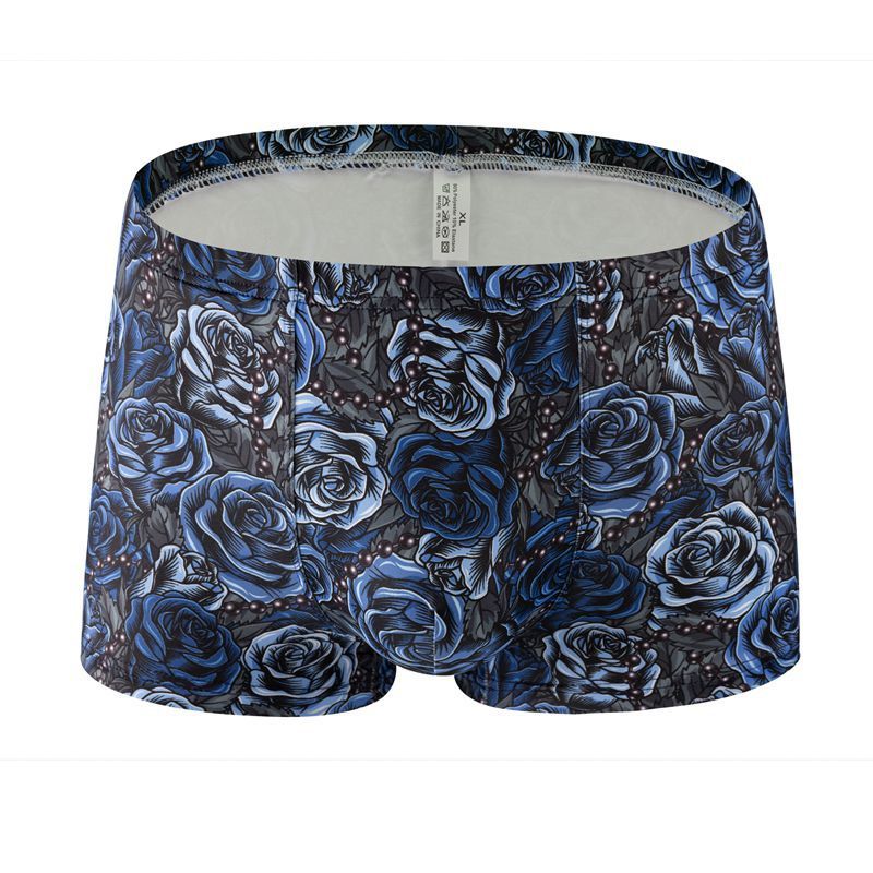 Printed Milk Silk Comfortable Breathable Multi-color Rose Boxers Gorgeous Rose 036 L - D&A