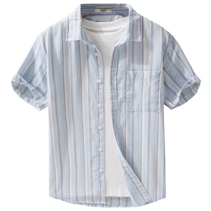 Summer Menswear Striped Minimalist Short Sleeve Shirt - D&A