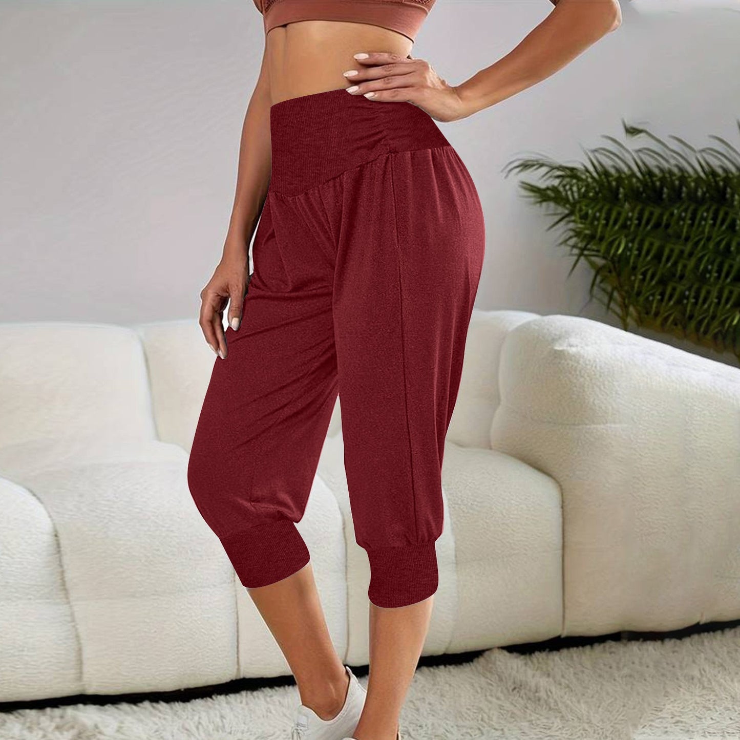Women's Home Casual Pants High Waist Temperament Ankle-tied Harem Pants - D&A