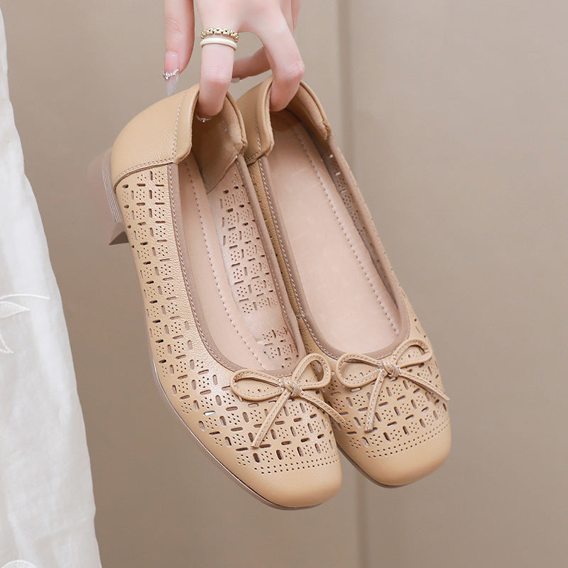 Summer Genuine Leather Breathable Low-cut Women's Shoes - D&A