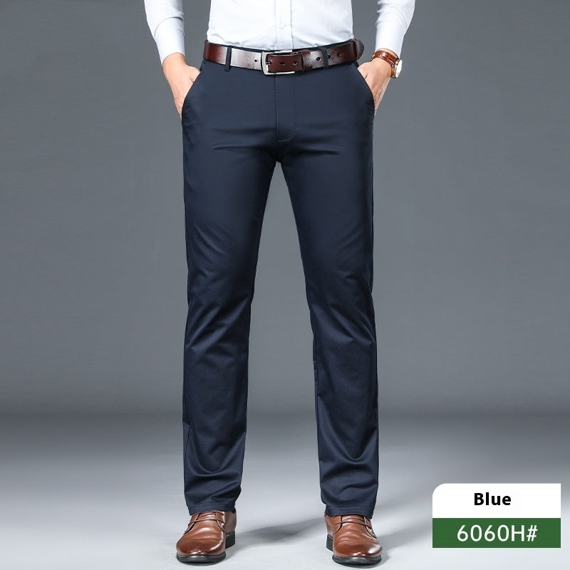 Business Non-ironing Stretch Men's Thin Straight Casual Pants Blue - D&A