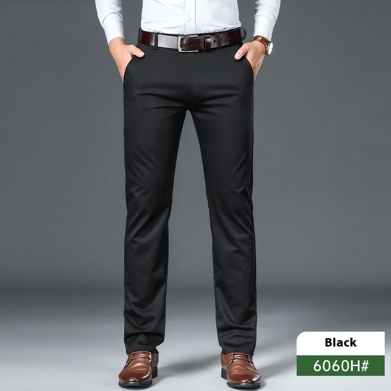 Business Non-ironing Stretch Men's Thin Straight Casual Pants Black - D&A
