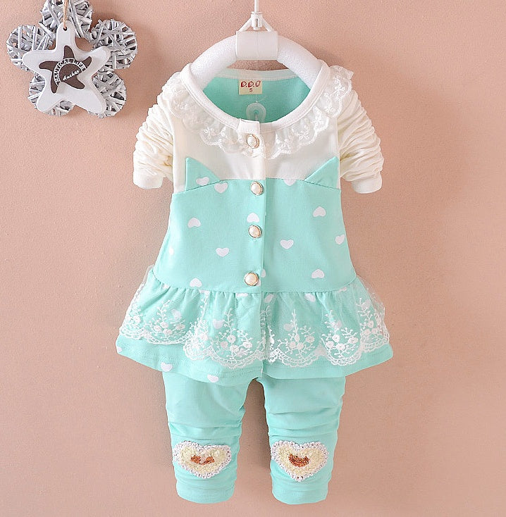 BibiCola Baby Girls Clothing Sets Toddle Tracksuits Kids Tops Pants 2pcs Tracksuits Kids Girls Clothes Baby Girl Clothes Set Bule - D&A
