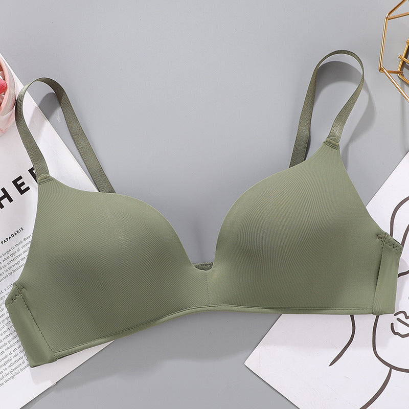 No Rims Underwear Ladies Bra Breathable Gather Bra Green - D&A