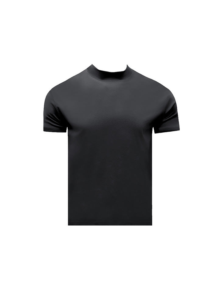 Summer Shoulder Half Turtleneck Cuff Short Sleeve Dark Gray - D&A