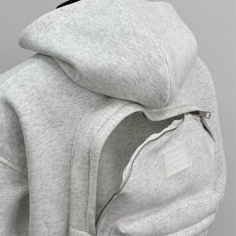 Back Schoolbag Design Men's Coat Flower Gray - D&A