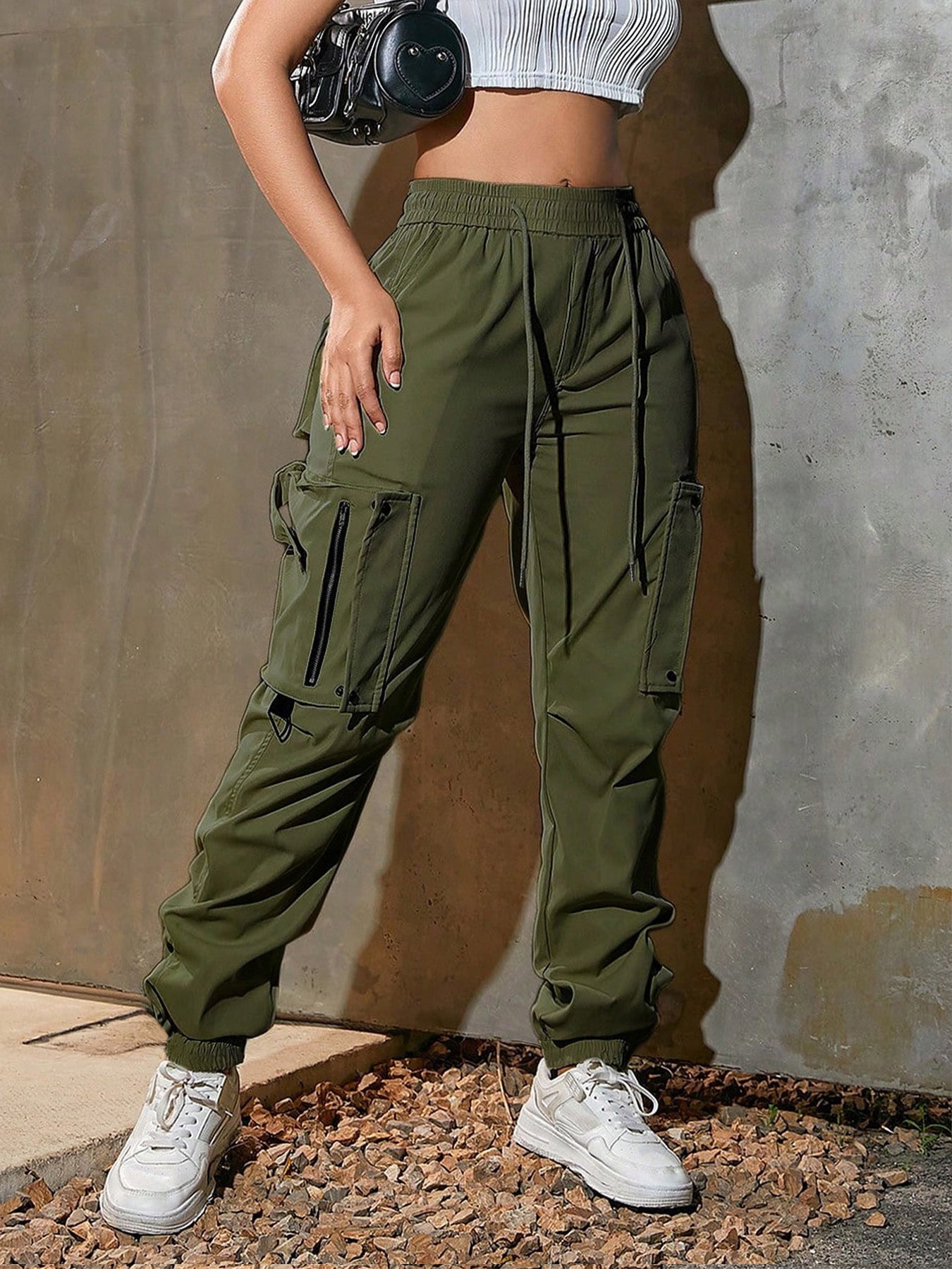 Overalls Summer American Sports Pants Army Green - D&A