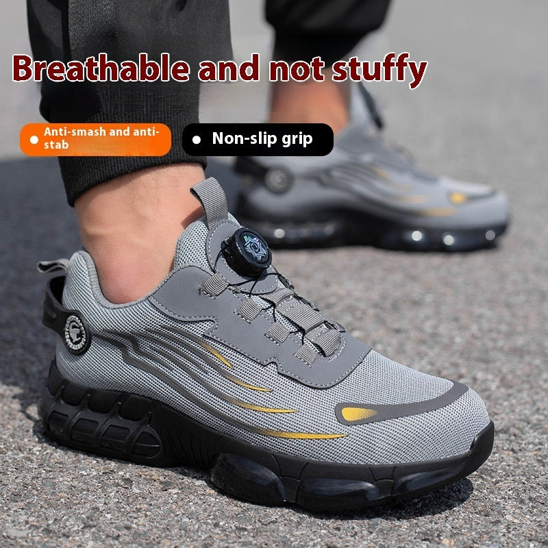 Men's Wear-resistant Workwear Breathable Fly Woven Shoes - D&A