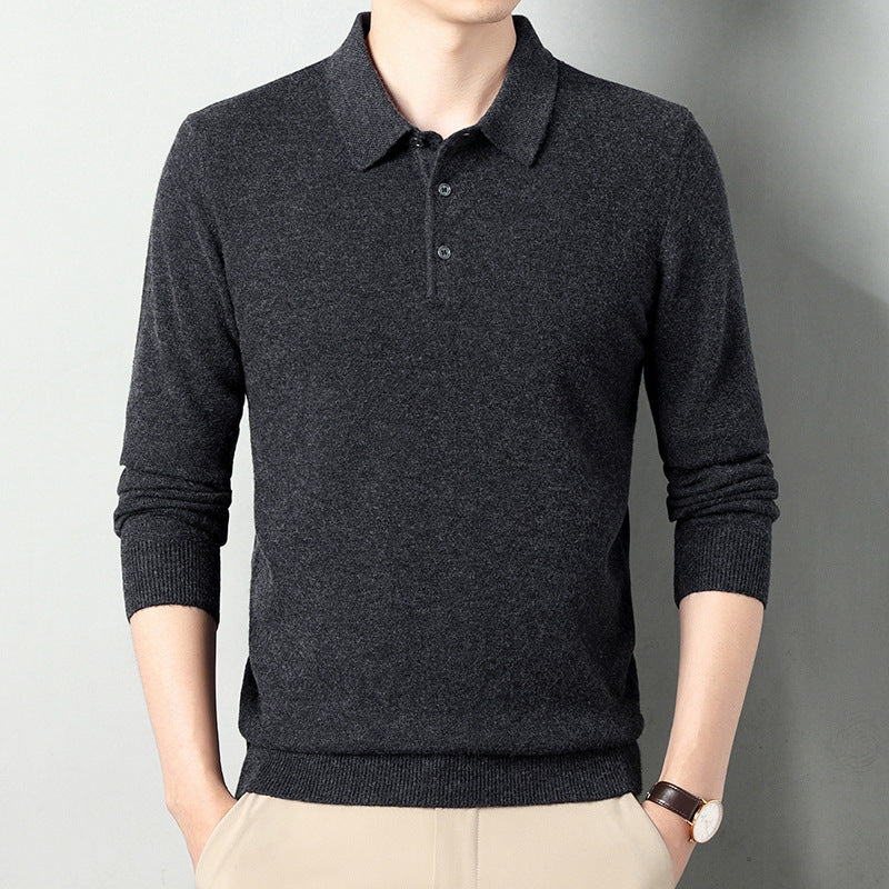 Winter Wool Lapel Long Sleeve Men Black And Gray - D&A