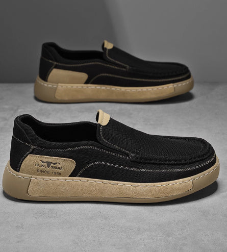 Men's Shoes Breathable Thin Slip-on Casual Sneakers Black - D&A