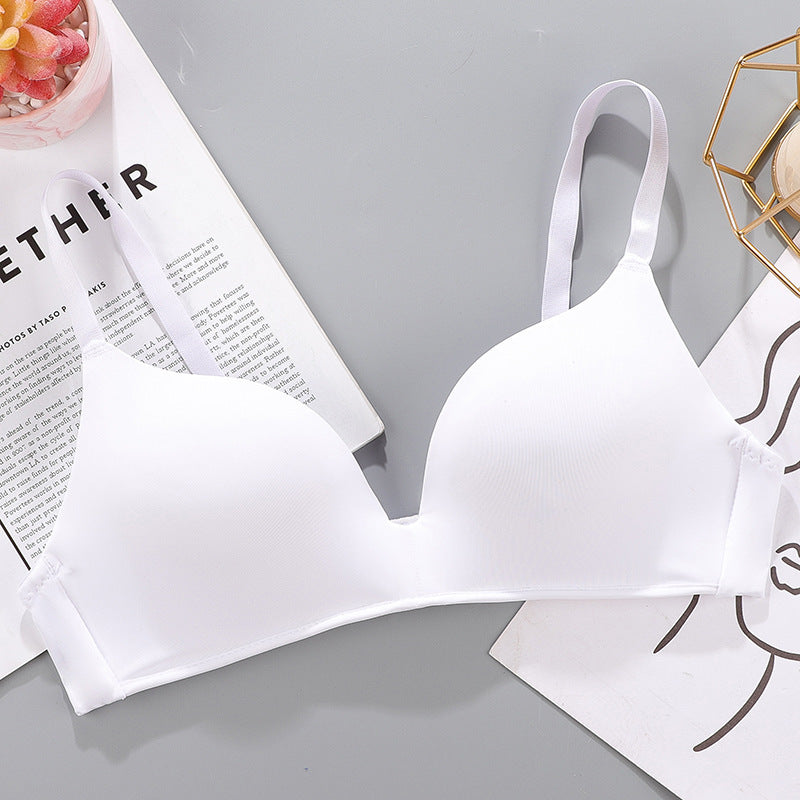 No Rims Underwear Ladies Bra Breathable Gather Bra White - D&A