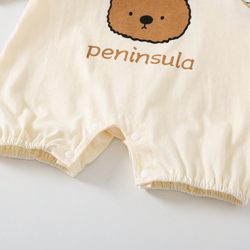 Cartoon Bear Print Baby Short Sleeve Rompers - D&A