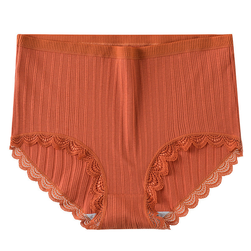 Women High Waist Breathable Cotton Underwear Red brown - D&A
