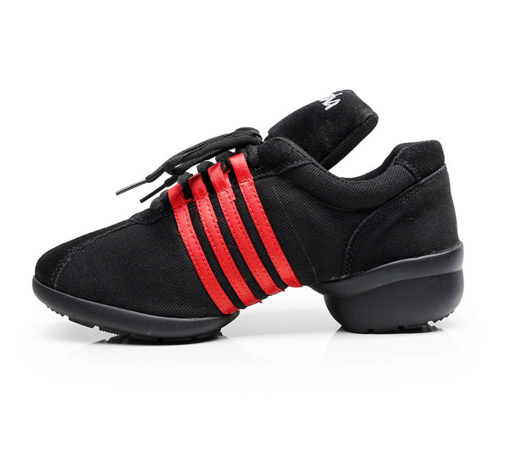 Canvas Modern Dancing Shoes Rubber Sole Indoor And Outdoor Elevator Shoes Red - D&A