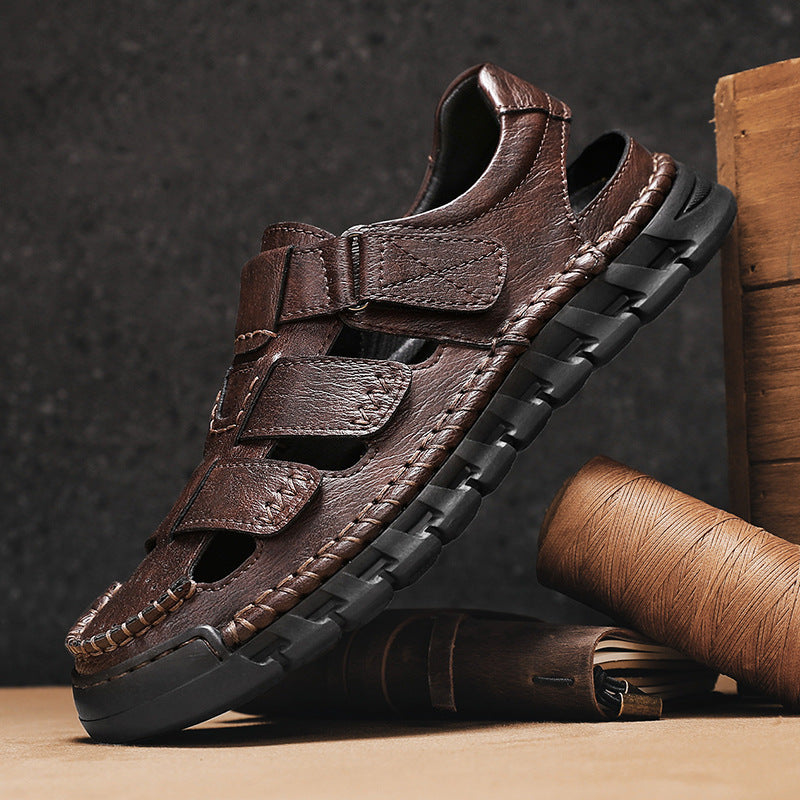 Men's Simple All-match Leather Non-slip Sandals - D&A
