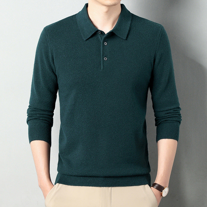 Winter Wool Lapel Long Sleeve Men Dark Green - D&A