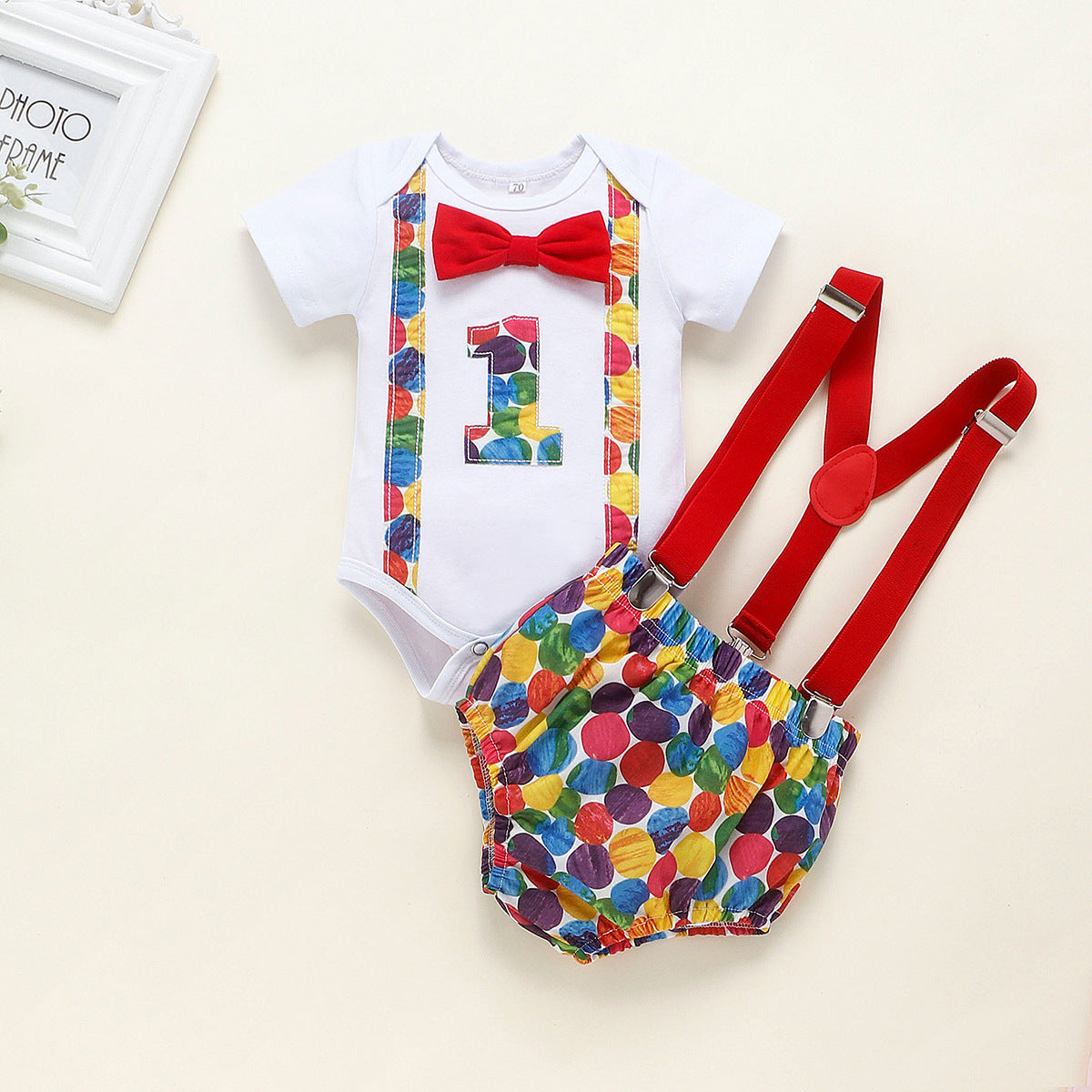 Children's Clothing Summer Clothing Baby Romper Birthday Polka dot red - D&A