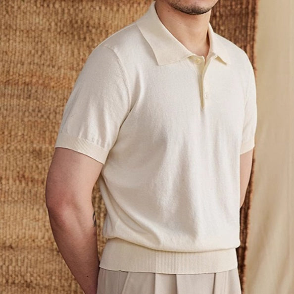 Summer Thin Men's Slim Casual Polo Shirt Apricot - D&A