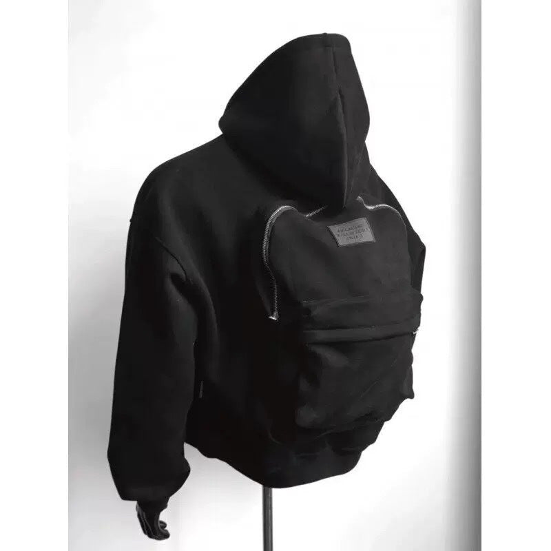 Back Schoolbag Design Men's Coat Flower Gray Black - D&A
