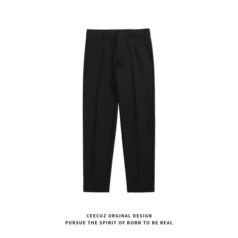 Trendy Ins Draping Design Wide-leg Pants Trousers Black - D&A