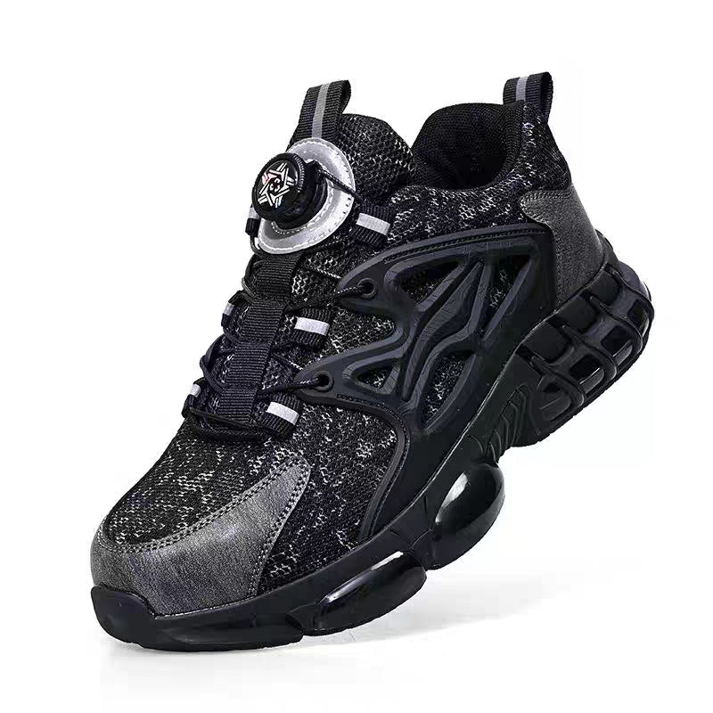 Men's Wear-resistant Workwear Breathable Fly Woven Shoes Black3519 - D&A
