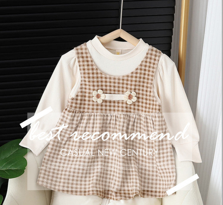 Baby Girl Round-neck Long-sleeved Dress Suit - D&A