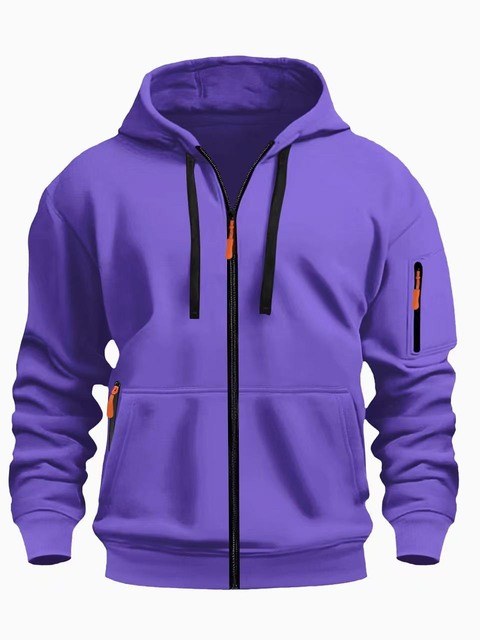 Zipper Hooded Sweatshirt Men's Sports Casual Cardigan Coat Purple - D&A