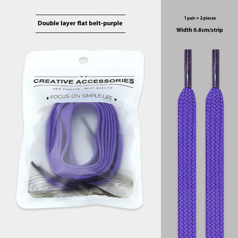 White Shoes Colorful Bandlet Shoelaces Purple - D&A