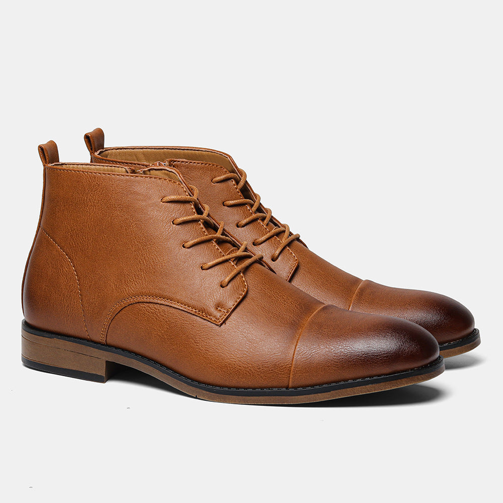Plus Size Men's Chelsea Boots Inside Zipper Leather Boots KD892 - D&A