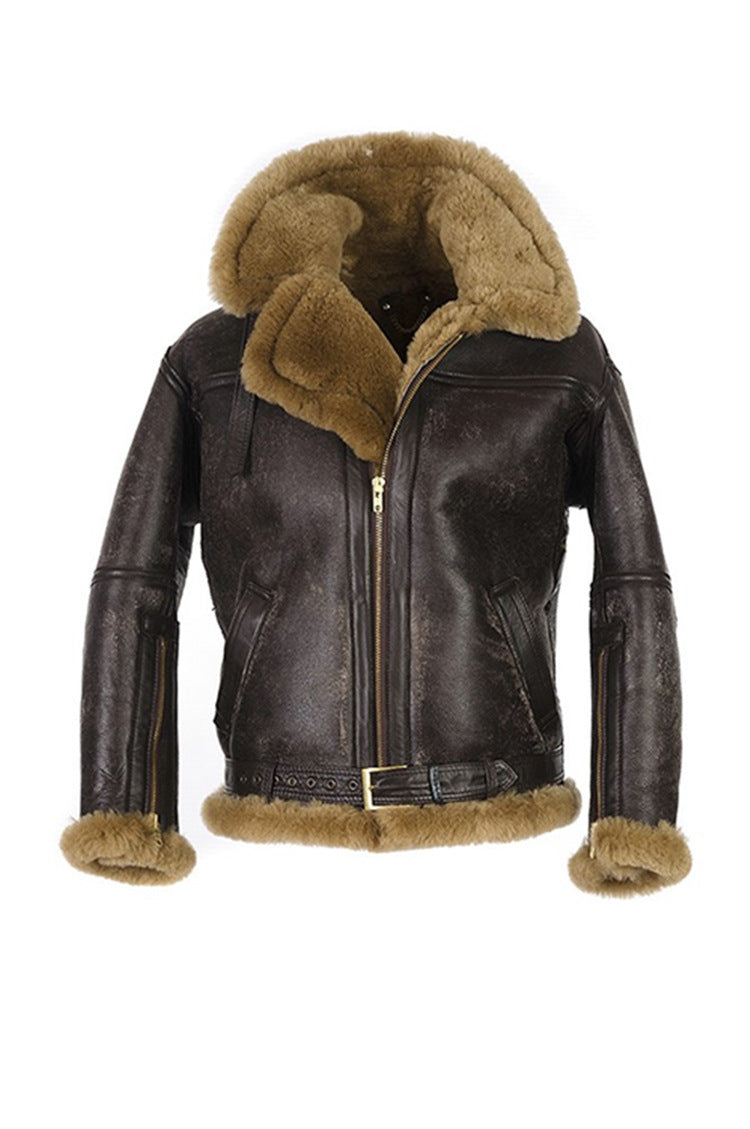 Western Antique Trendy Fur Coat For Men Winter Brown - D&A