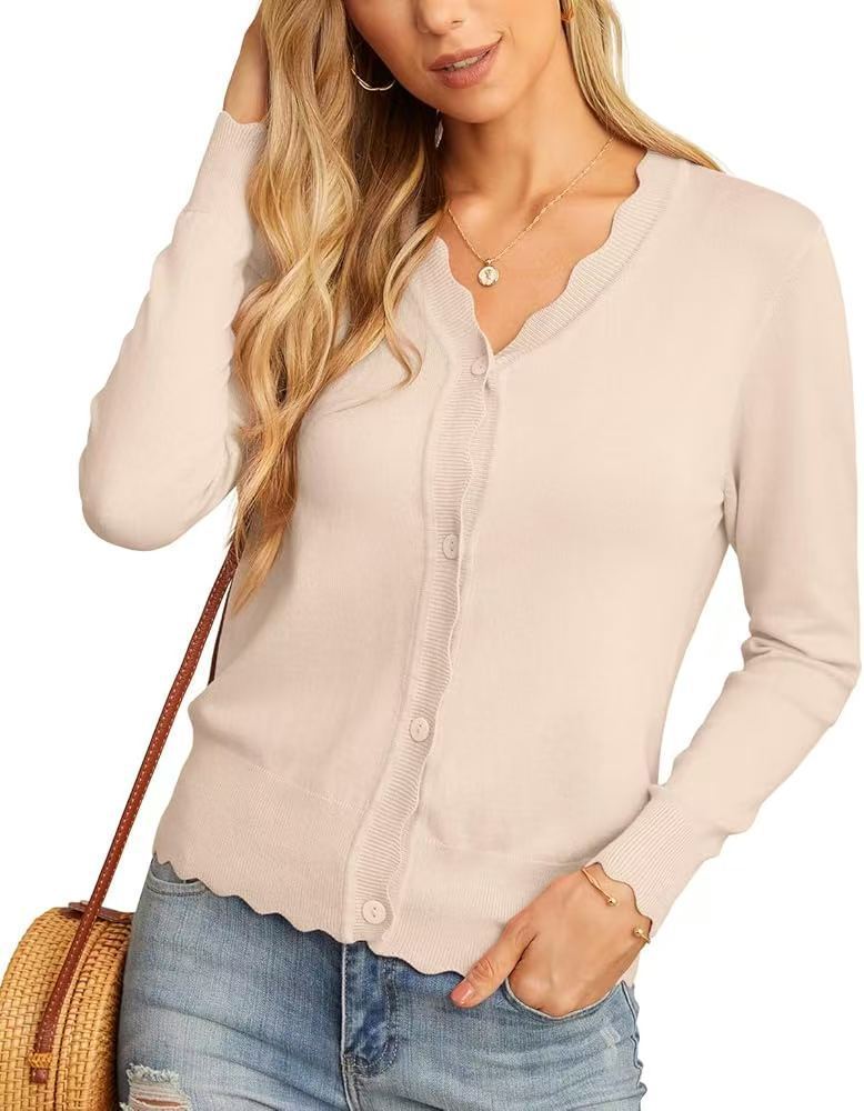 Fashion Short Knitted Cardigan Coat Beige - D&A