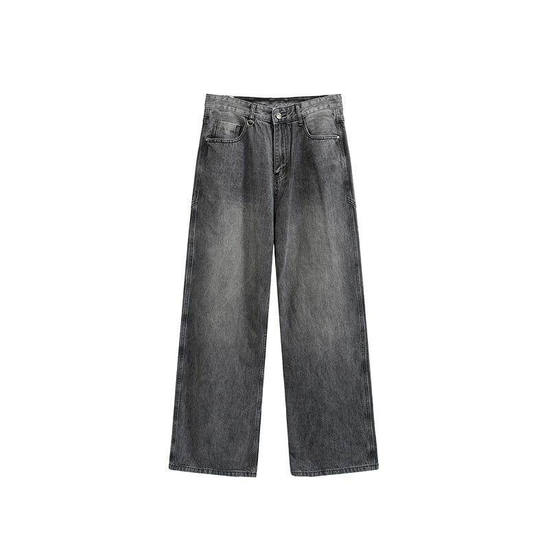 Washed Cut Wide Leg Jeans Men Black And Gray - D&A