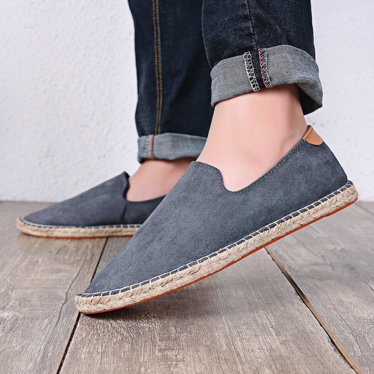 Sweat-absorbent Breathable Lazy Cloth Shoes Loafers Men T206 Dark Gray - D&A