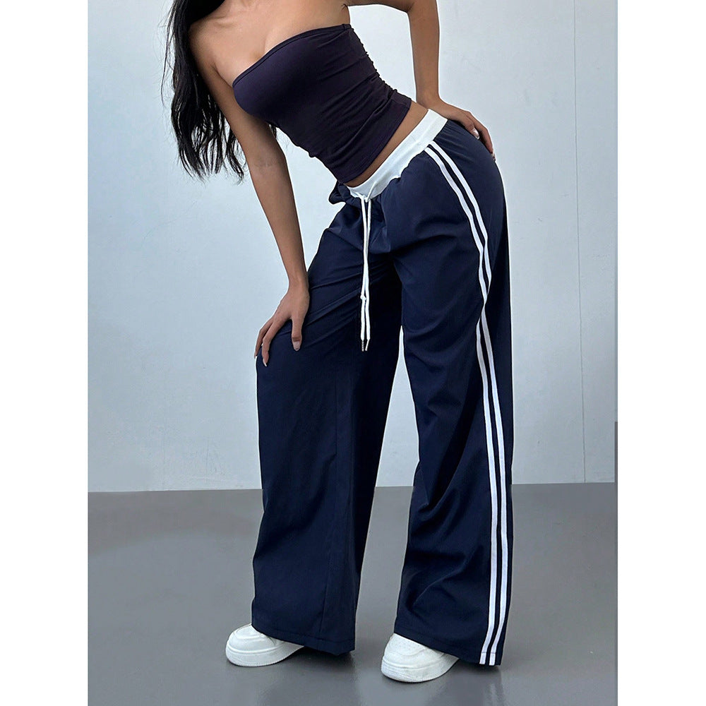 Loose Trendy Digital Printing Design Sense All-matching Long Pants Navy Blue Without Numbers - D&A