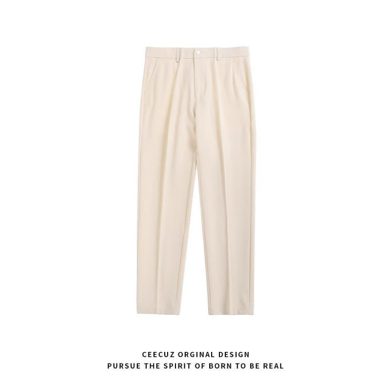 Trendy Ins Draping Design Wide-leg Pants Trousers Khaki - D&A