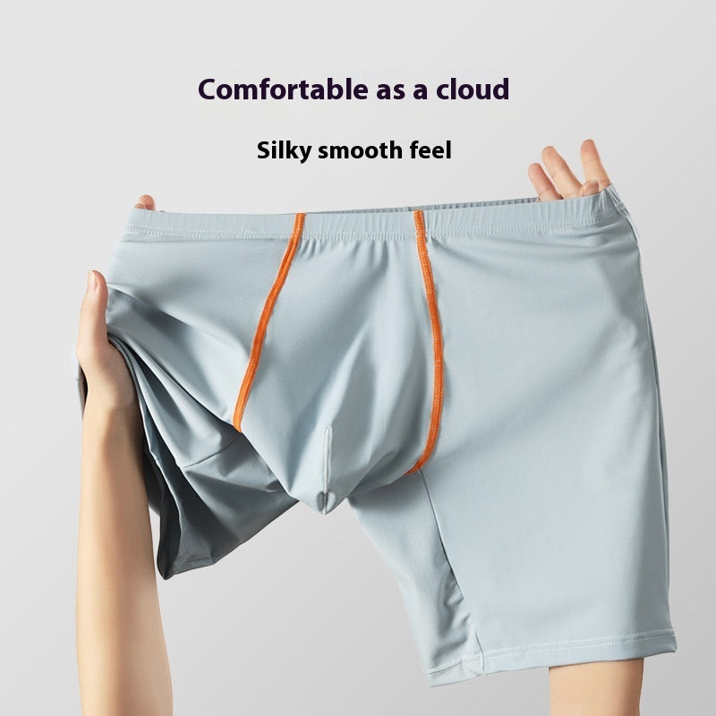 Lengthened Underwear Ice Silk Sexy Men's Boxers Mid-waist U Convex Sexy Quick-drying - D&A