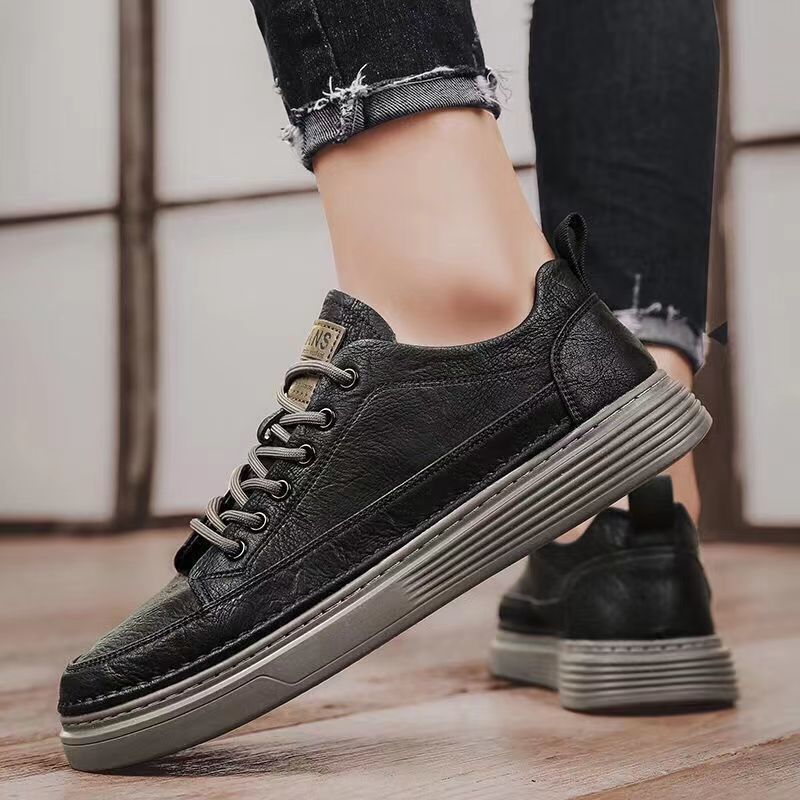 Men's Shoes Spring New Versatile Black Casual Leather - D&A