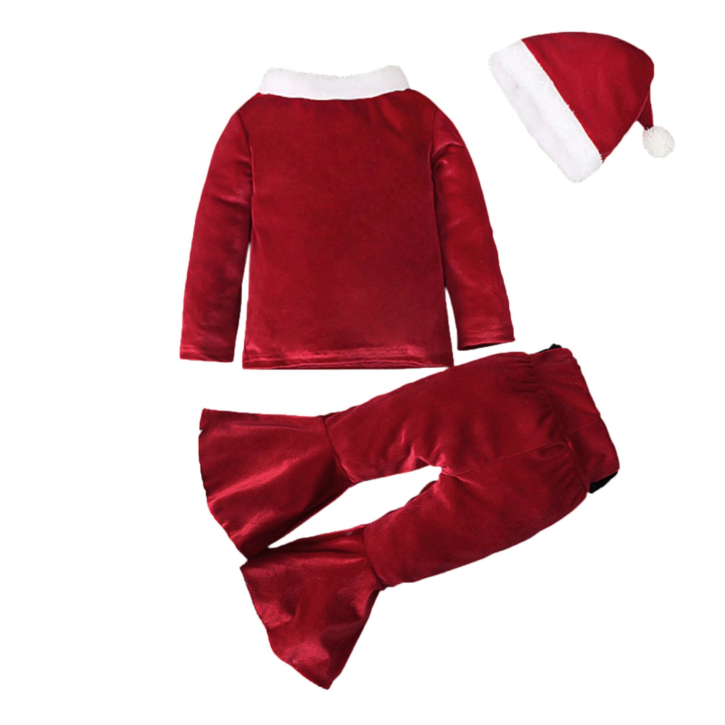 Winter Christmas Long-sleeved Shirt Bell Bottoms Hat Three-piece Children's Clothing - D&A