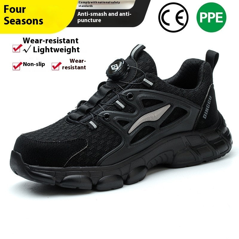Men's Anti-smashing And Anti-penetration Steel Toe Cap Safety Shoes Black - D&A