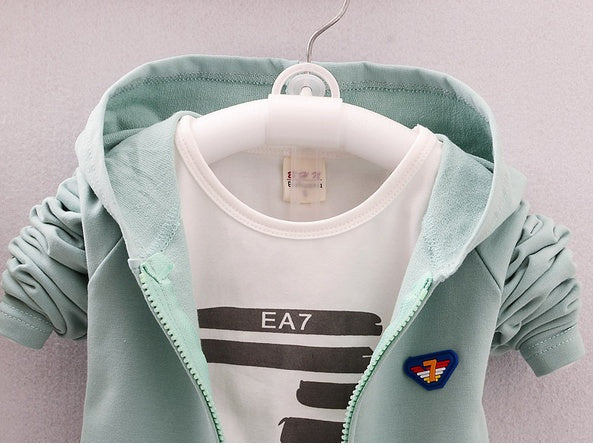 spring and autumn new boys and girls zipper striped trousers suit children's suit - D&A