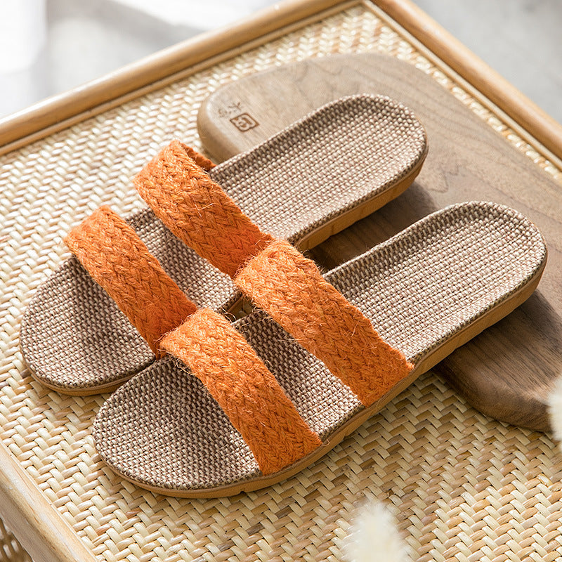 Women's Indoor Floor Platform Non-slip Flip-flops Household Slippers Orange Bar - D&A