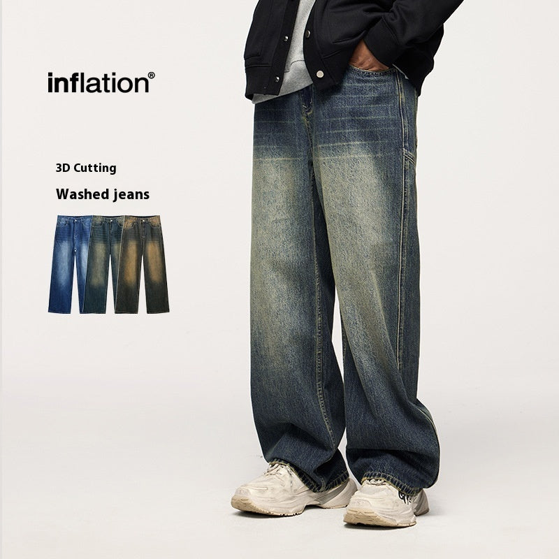 Washed Cut Wide Leg Jeans Men - D&A