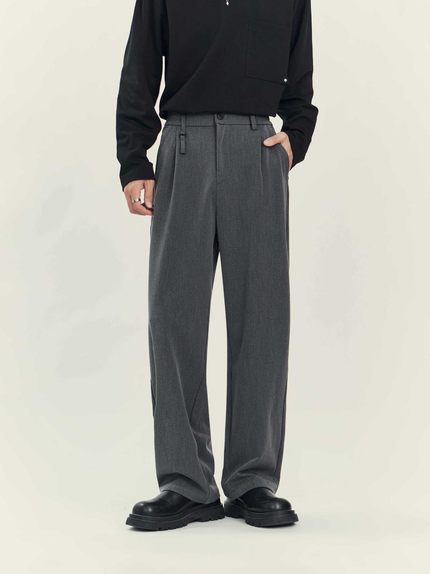 Business Casual Draping Suit Pants High-grade Loose Straight Gray - D&A