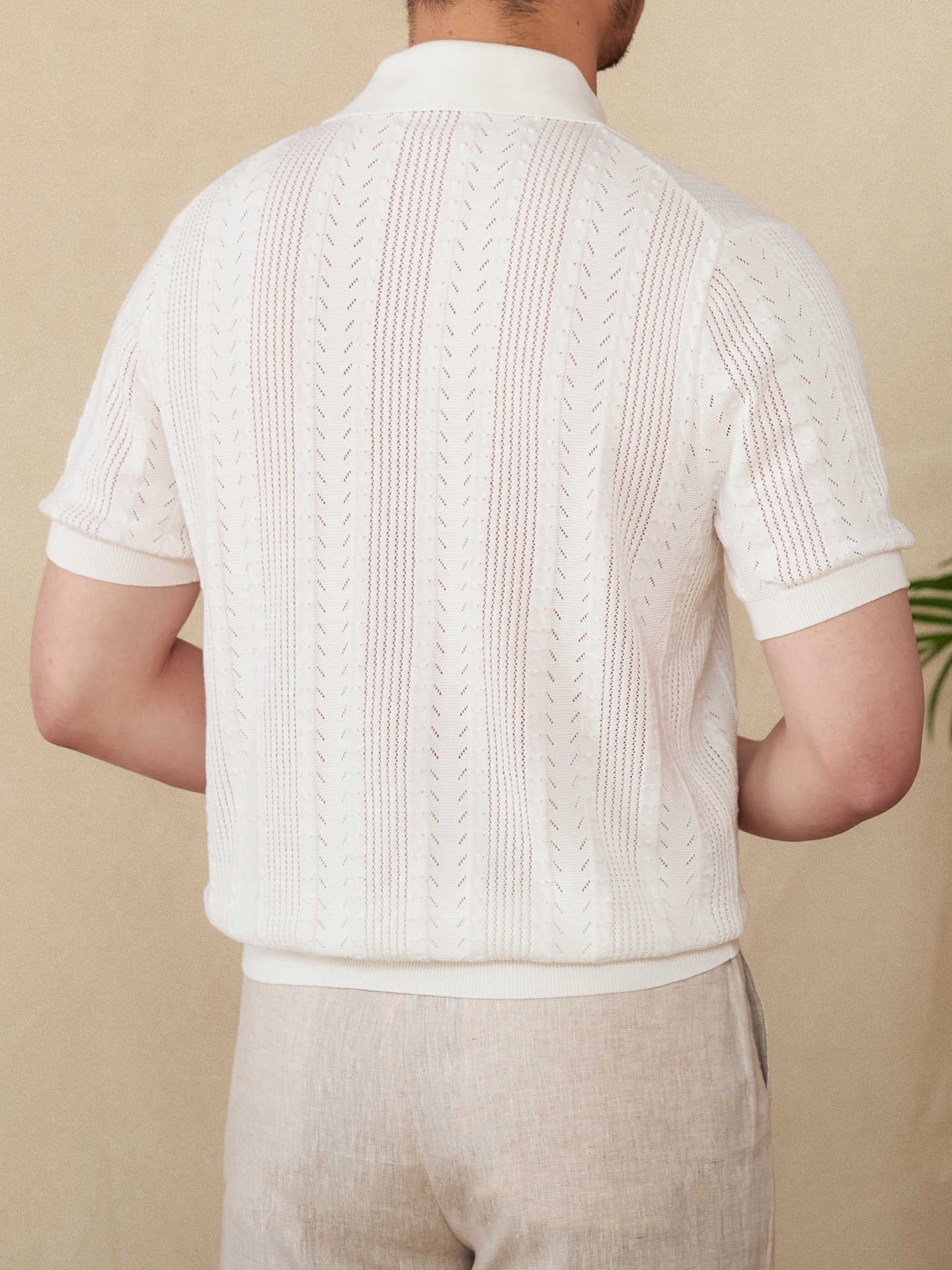 Cotton Hollow Lapel Short Sleeve POLO Knitted T-shirt - D&A