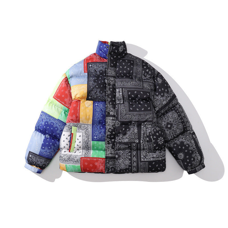 Color-blocking Thick Bread Clothes Loose Cotton-padded Jackets For Men And Women L - D&A