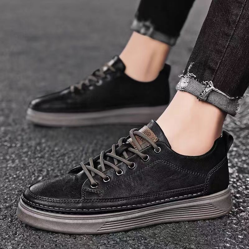 Men's Shoes Spring New Versatile Black Casual Leather - D&A