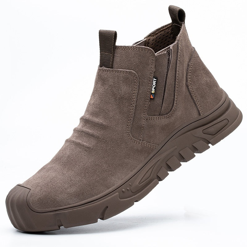 Welder Safety Shoes With Male Steel Toe Caps For Anti Smashing And Anti Piercing Brown Four Seasons - D&A