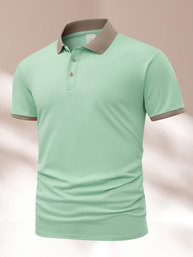 Summer Polo Shirt Printed T-shirt Short Sleeve High-end Lapel Green - D&A