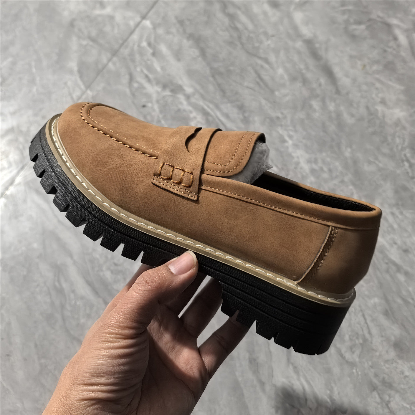 Leather Plus Size Casual Women's Shoes Brown - D&A