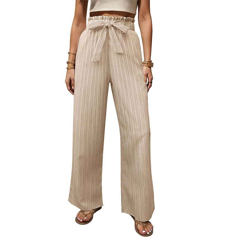 Tied Lotus Leaf Elastic Trousers - D&A
